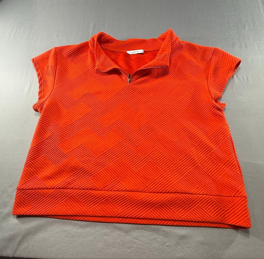 See and Be Seen Women’s Textured Quarter Zip Top Short Sleeve Orange  Size XL